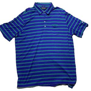 Polo Golf NETJETS Ralph Lauren Mens VINTAGE LISLE Short Sleeve Blue Shirt XL